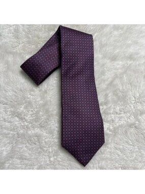 Vintage Yves Saint Laurent YSL Men's Silk Tie Purple Geometric Micro Pattern